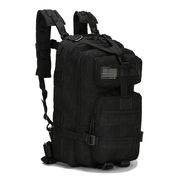 Nylon Fishing Backpack Outdoor Military Camping Hiking Black (30L)